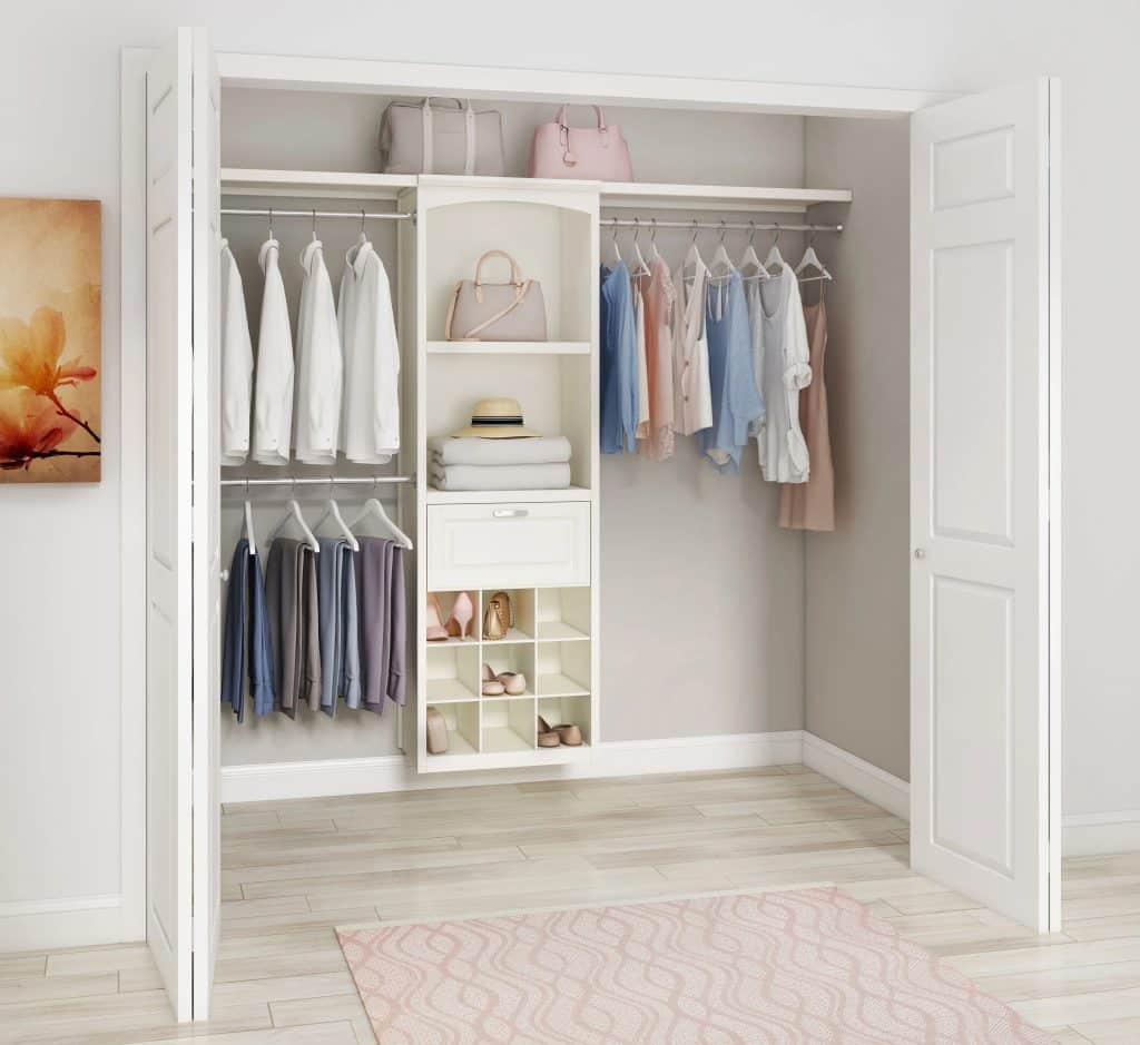 A custom made closet system designed to maximize small spaces.