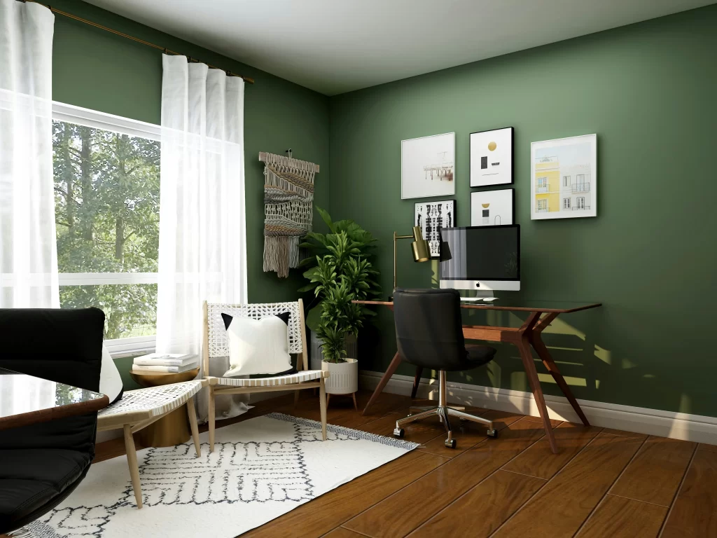 Forest greens make this home's color stand out among other homes, and provides a natural, earthy look to the room.